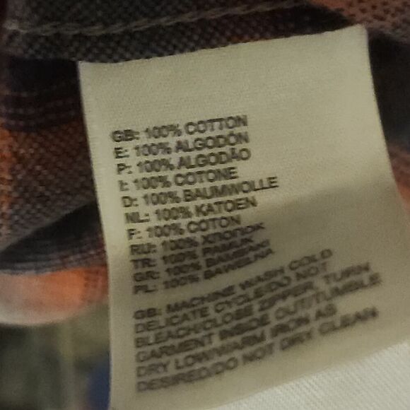 The North Face Men's XL Orange Multi Cotton Plaid Short sleeve Button Up Shirt - Picture 8 of 8